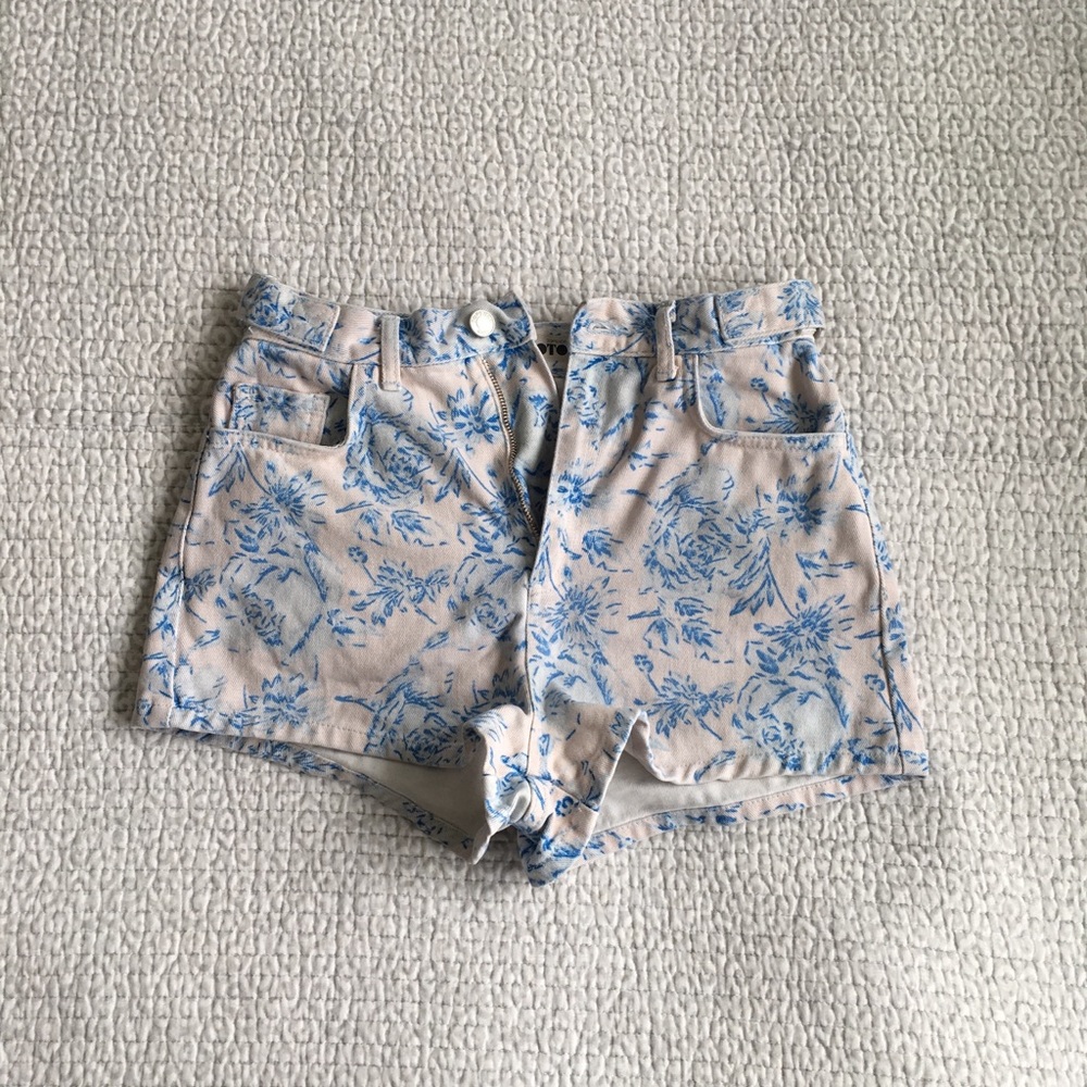 Topshop Floral High Waisted Shorts